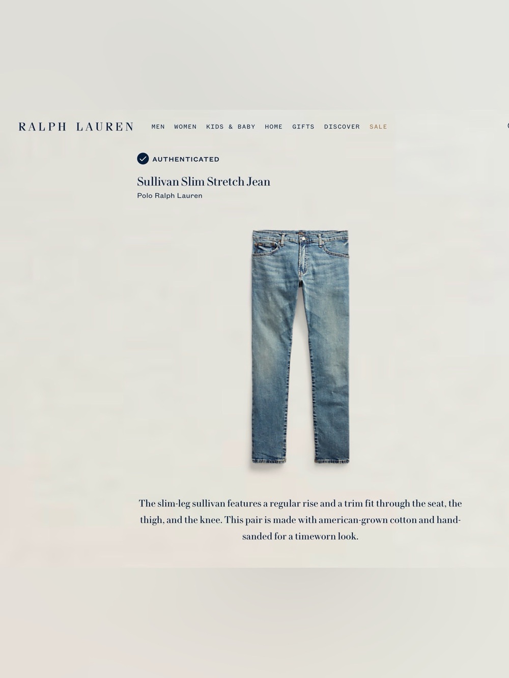 Ralph Lauren Slim Stretch Jeans - Light Blue Wash